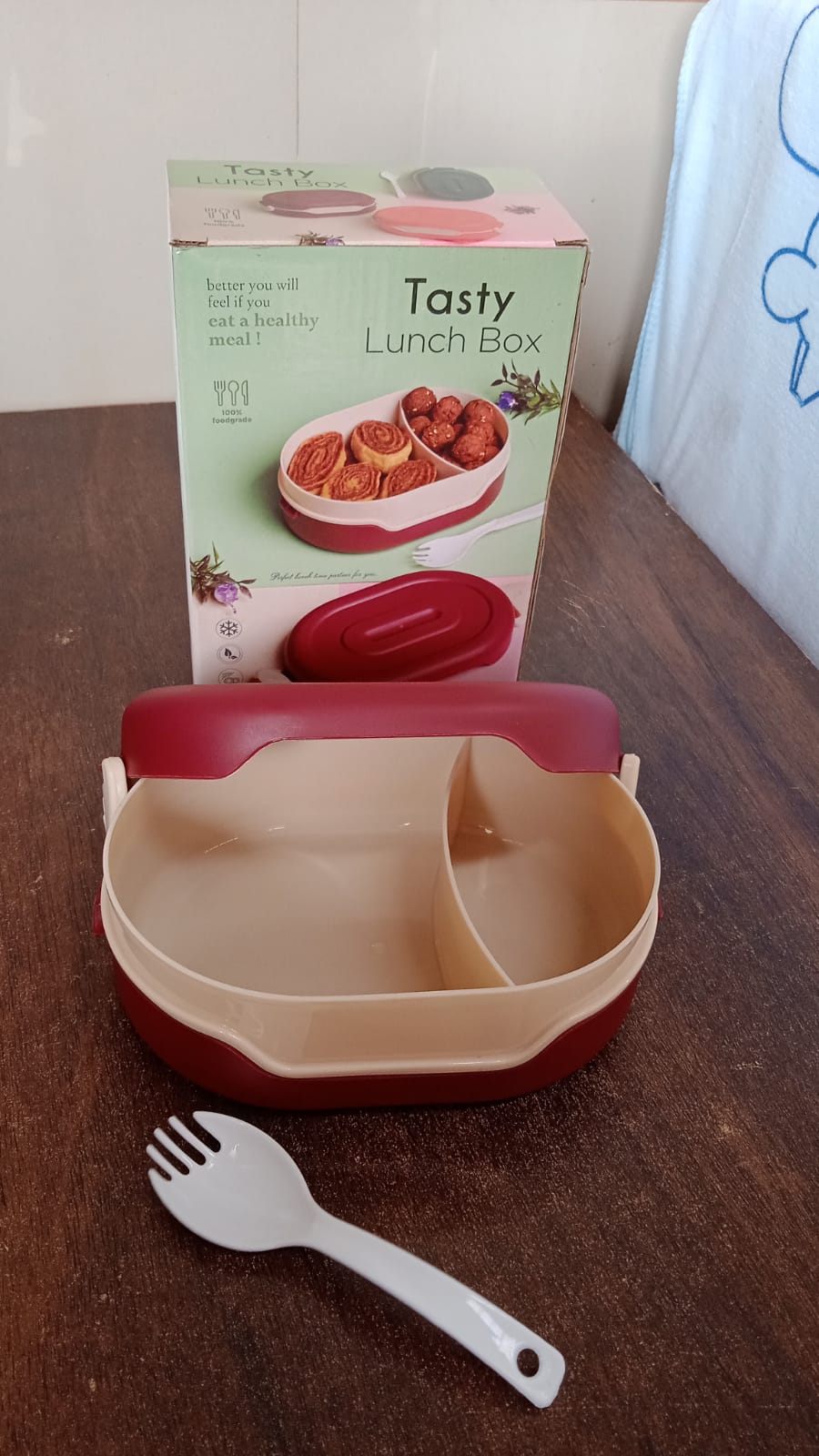 Airtight Food Grade Tiffin Box with 2 in 1 Spoon And 2 Compartment Airtight Food Grade Tiffin Box with 2 in 1 Spoon And 2 Compartment